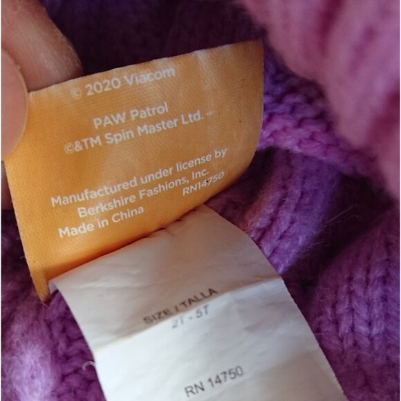 Nickelodeon Paw Patrol Toddler Knit Beanie Winter Hat in Pink & Purple Age 2-4 - Picture 9 of 9